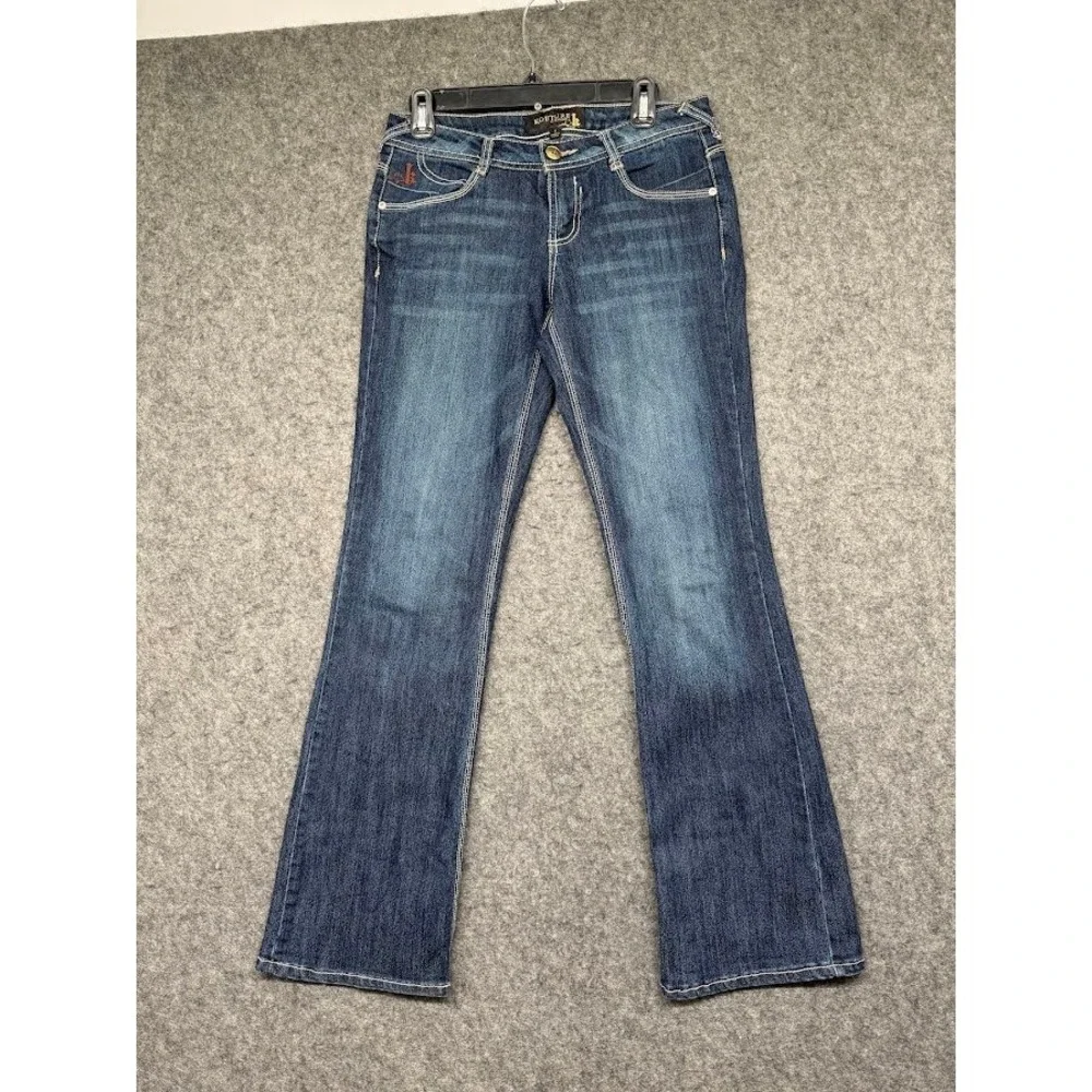 Kouture by Kimora Women Dark Wash Bootcut Jeans Y2K Low Rise Size S Embroidered‎